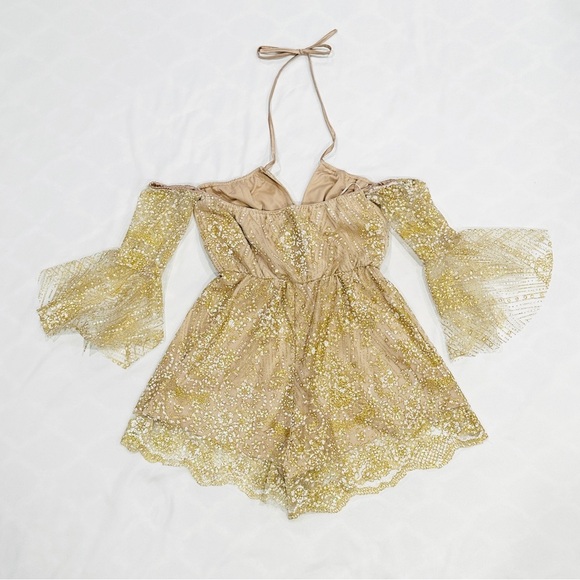 NWT Hello Molly Shimmer Please Bronze Sparkle Romper - Picture 7 of 9